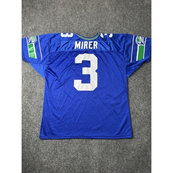 Mens NFL Seattle Seahawks Brian Mirer #3 Wilson Blue Jersey Size 2XL